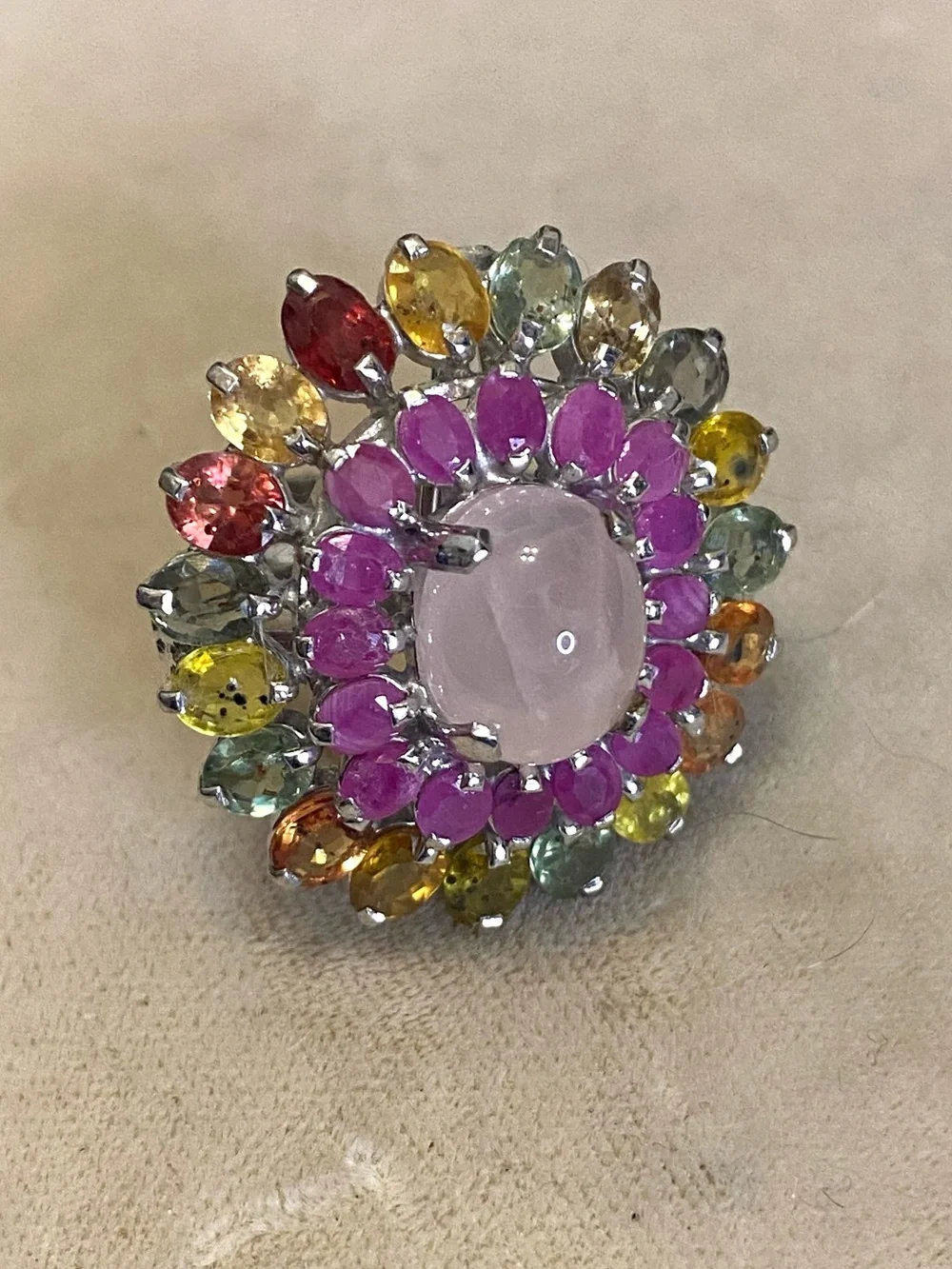 Sterling Silver Gemstone Statement Ring Sapphire & Ruby 925